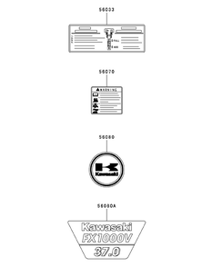 Fx1000v-As00 Label Diagram and Parts List for M72-KW 53AI8CTZ750-37HP-OHV Cub Cadet Lawn Tractor